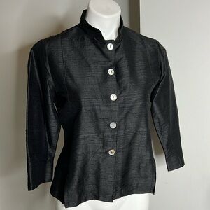 Kathleen Sommers Raw Silk Black Blouse